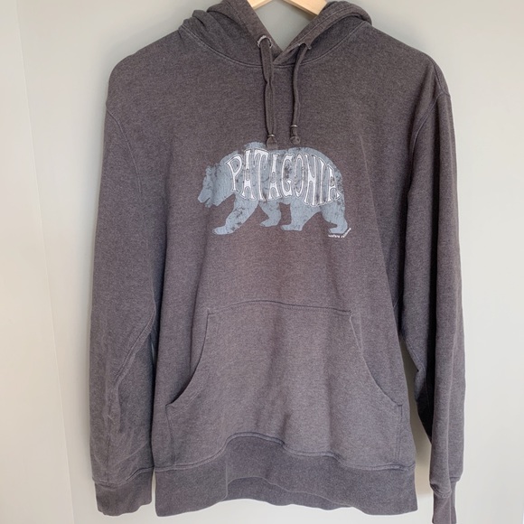 Patagonia Tops - Patagonia Hoodie Gray Size Small Bear Logo